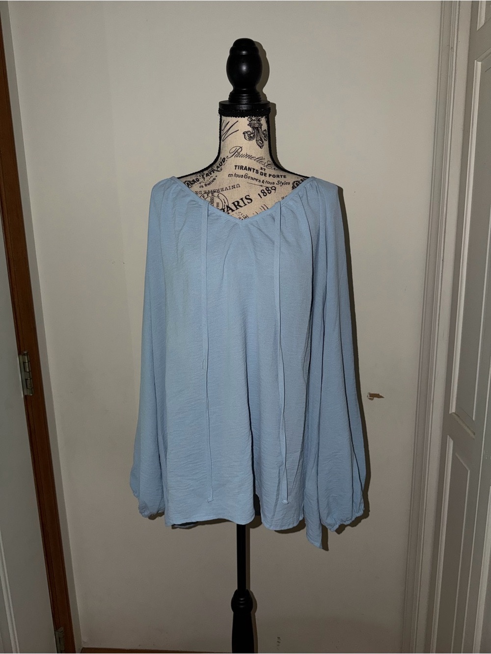 ✨5/$30✨ Light Blue V-Neck Flowing Long Sleeve Blouse